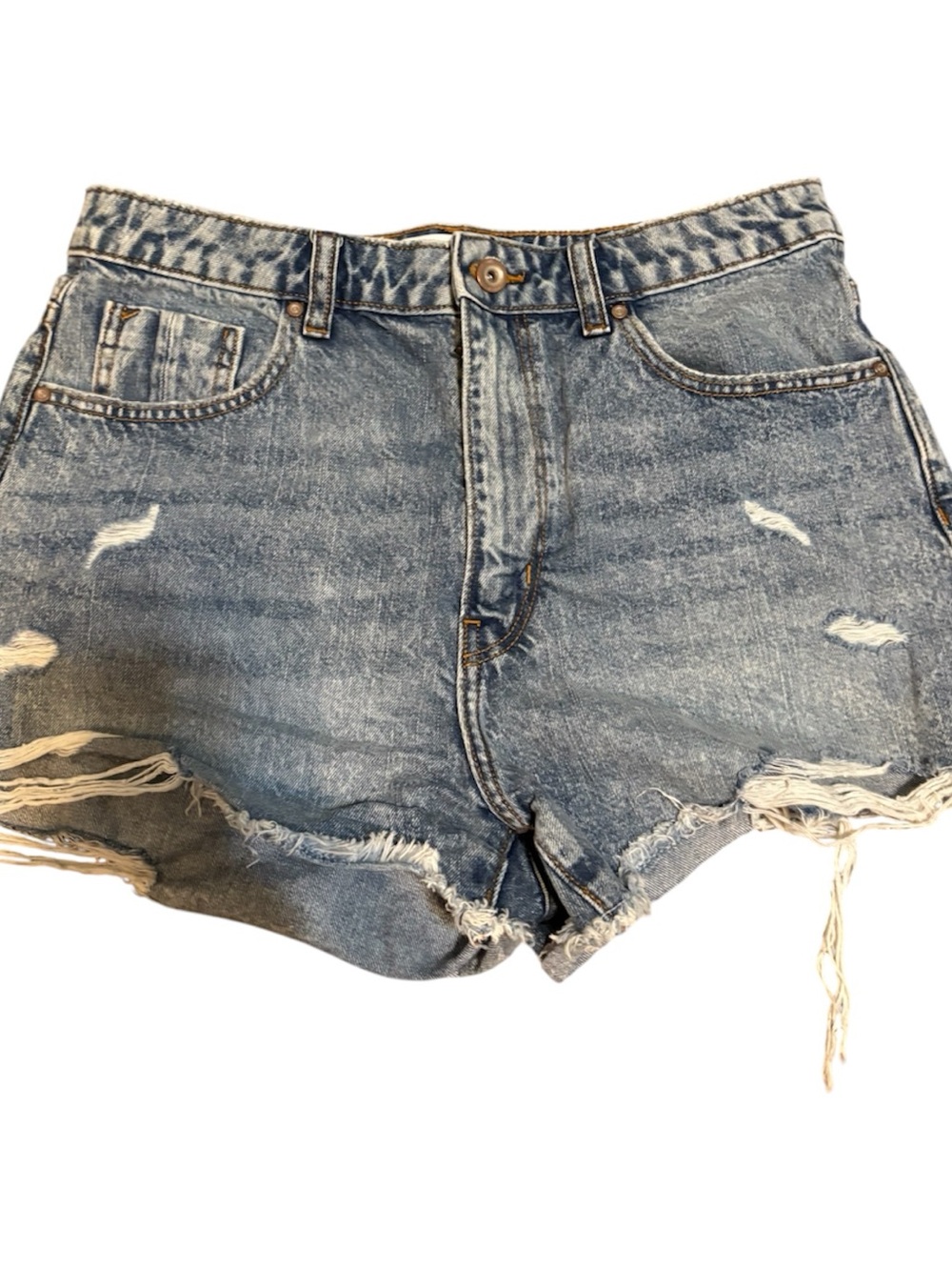 Zara Light Blue Distressed Denim Shorts